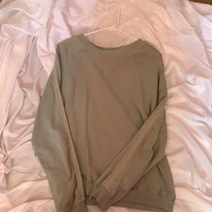 Mint green lace crewneck